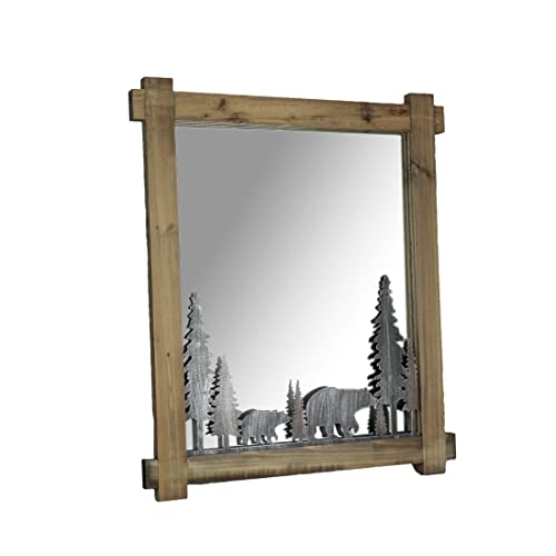 Things2Die4 26 Inch Black Bears Wood and Metal Wall Mirror