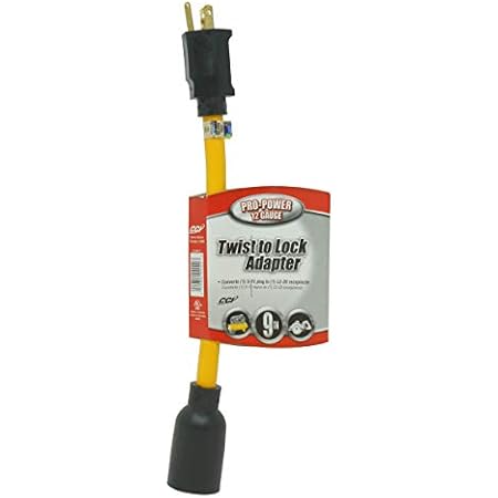 Coleman Cable 90208802 090208802 Generator Cord Adapter From 5-15P to L5-20R (9 in, 12/3 gauge), Yellow