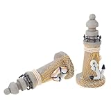 MUCKLILY Kleiner Leuchtturm Dekoration – 2 Mediterrane Kleiner Leuchtturmfiguren mit Ozeanmotiv Retro Holzmodell als Nautische Tischdekoration für Wohnzimmer und Büro