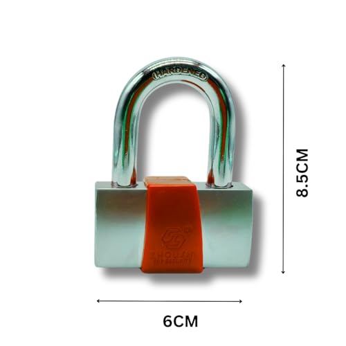 Image of Heavy Duty Keyed Lock | Hardened Steel Shackle Lock | Anti-Rust Security for Gate, Warehouse & Outdoor Use (ALT-29 RED (60MM))