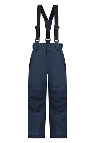 Mountain Warehouse Falcon Extreme Kids Ski Pants – Taped Seams, Waterproof Childrens Trousers, Snow Gaiters, Security Pockets – Ideal for Sports, Snowboarding Dark Blue Kids Size 9-10 Years