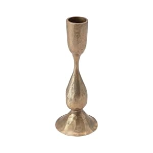 Creative Co-Op Round Hand-Forged Metal Taper Holder, Antique Brass Finish