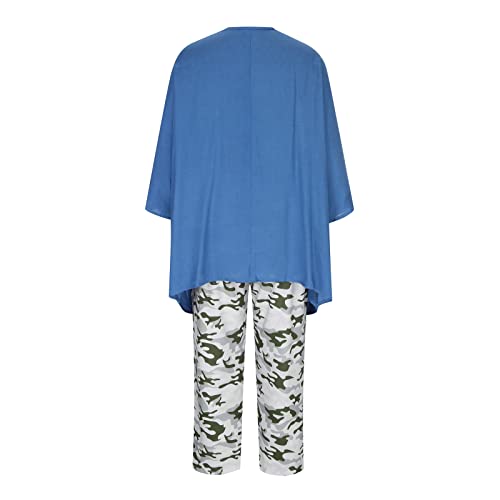 Warehouse Deals Today Women's Cotton Linen Two Piece Outfits Summer Loose 3/4 Sleeve Oversized Top And Cropped Pants Set Casual Tracksuit Comfy Camouflage Pants Sets #TOP4