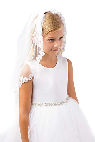 1st Communion Veils for Girls - Holy First Communion Veil for Girls 7-16 - Velos para Primera Comunion - White veil for Kids2