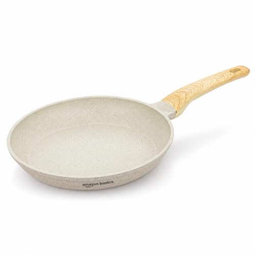 Image of Amazon Basics Ceramic nonstick Coating Fry Pan 24 cm| BPA-Free & PFOA-Free | Even Heat Distribution | Induction & Gas Compatible | Stay-Cool Handle | Dishwasher Safe | Ivory