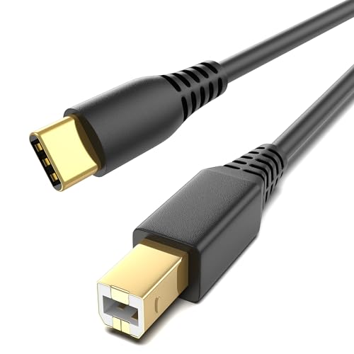 ULIFTUS USB-B to USB-C Printer Cable 6.6FT Gold-Plated USB Type B to Type C Cord for MacBook Pro/Air HP USB C MIDI Cable for Yamaha Piano DJ Controller Keyboard Printer