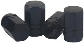 Kit 4 Tampas Válvula Pneu Fluorescente Luminoso Noturno Universal Carro, Moto, Bike Acessório para Proprietários de Veículos(Alumínio - Preto)