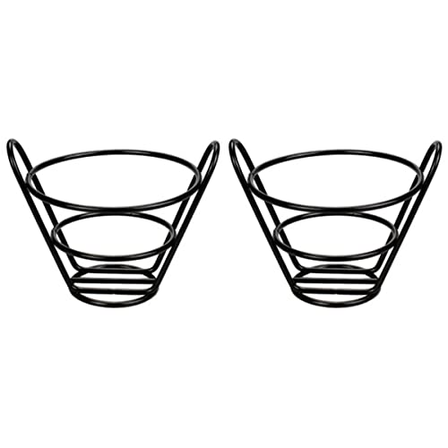 Hemoton 2Pcs French Fry Stand Cone Basket, Stainless Steel Lightweigt Reusable Fish and Chips Basket Holder, Snack Appetizer Serving Rack, Food Display Wire Stands for Kitchen Restaurant Buffet