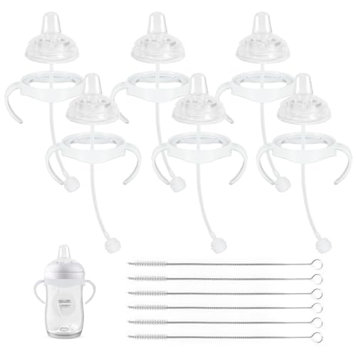 Image of Sippy Cup Soft Conversion Kit for Philips Avent Natural Baby Bottle, Toddler Transition Kit with Silicone Sippy Spout Nipple, Weighted Straw, Bottle Handle, Cleaning Brush, 6-Pack