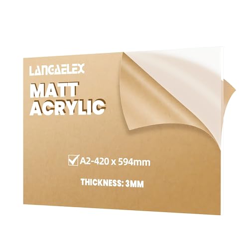 Langaelex Foglio Acrilico Ghiacciato Trasparente 3 mm, Lastre Acrilica Opaca A2 (420 x 594 mm) per Taglio Laser, Insegna di Benvenuto Matrimonio, Sostituzione Vetri