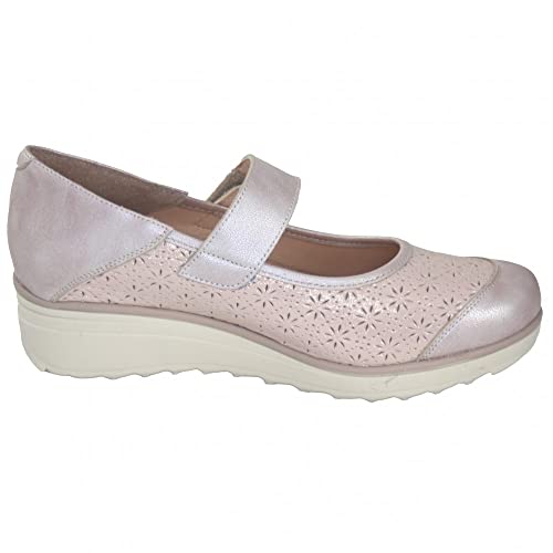 Merceditas en cuir de qualité rose clair ajouré 37 - 2