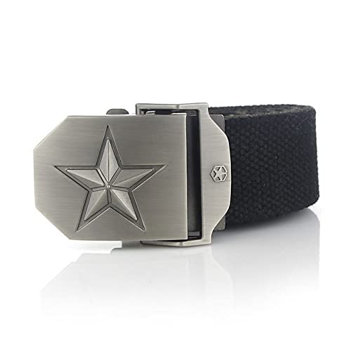 HUYUEXIN Cinturón De Lona De Liberación Rápida para Hombres - Estrella 3D De Cinco Puntas Más Tamaño Correas Tácticas Militares Extra Largas, 1.5 "Cinturones Deportivos De Entrenamiento Al Aire Libr