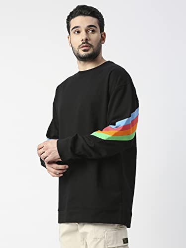 Image of Black Rainbow line Full Sleeved Sweatshirt.