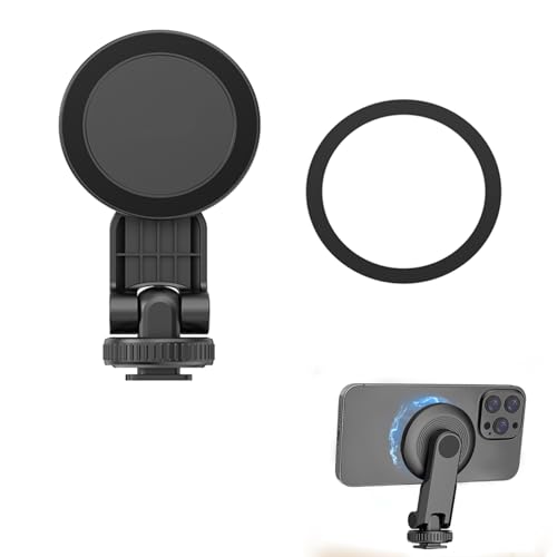 Strong Magnetic Suction Bracket Compatible for iPhone 12/13/14/15 Series Mobile Phone Android and All Smartphones, Cell Phone Holder Mount Stand with Magnetic Suction Ring for Magnet Case