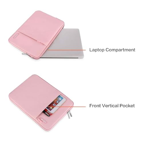 Image of MOSISO Laptop Case 14 inch, 14 inch Laptop Sleeve Compatible with HP Lenovo Dell ASUS Acer, HP Stream, Dell Latitude, Lenovo IdeaPad, Polyester Vertical Computer Sleeve Bag with Pocket, Pink