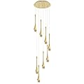 iumLeap 8-Crystal Chandeliers Dimmable LED Pendant Lights Raindrop Spiral High Ceiling Dome Chandelier for Living Room Foyer Entryway Staircase Lighting Fixture(Gold Spiral)