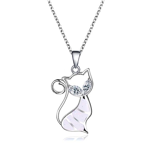 Imagen de Wendalern Collar del gato del rhinestone para los amantes del gato lindo collar del colgante del gatito del cristal joyería hueca de la cadena del collar del animal del gato para las mujeres muchachas