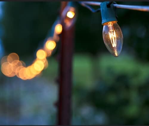 Miniatura 6 de Luces de Navidad transparentes C9, cadena de luces vintage para exteriores de 25 pies con 26 bombillas de vidrio transparente C9, luces colgantes de