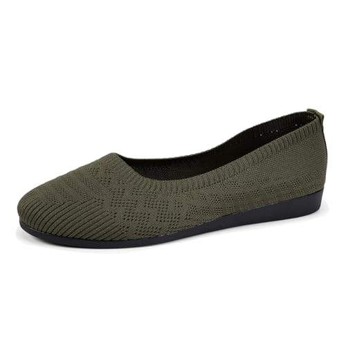 Allbestop Chaussures Orthopédiques Femmes Femmes Confortables Respirantes Antidérapantes Tricotées Sport Plates Été Enfilade(Vert,43)