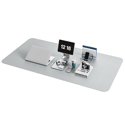 Image of YSAGi Non-Slip Desk Pad,Mouse Pad,Waterproof PVC Leather Desk Table Protector,Ultra Thin Large Desk Blotter, Easy Clean Laptop Desk Writing Mat for Office Work /Home /Decor(Silver-Grey, 47.2 inch x 23.6 inch)