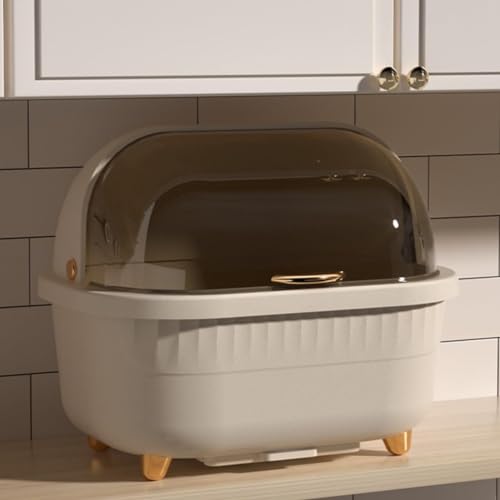 Image of Dustproof Lid Design Dish Storage Box Kitchen Dish Racks Dish Holder Covered Dish Rack Dish Drain Board Travel Bottle Drying Rack Dish Strainer