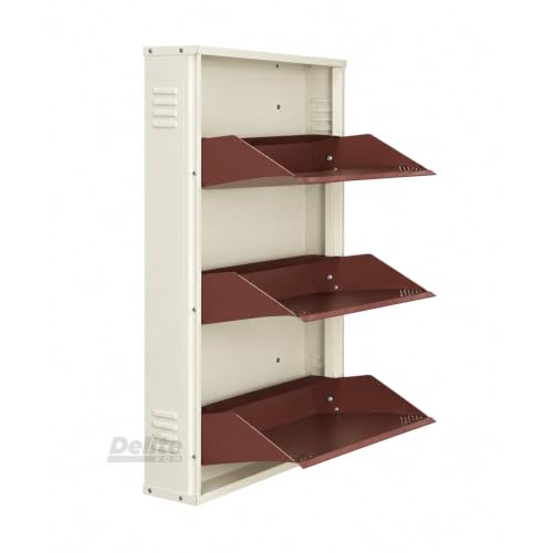 Image of DELITE KOM AIRO 24 inch 3 Shelf Metal Shoe Rack Wall Mounted for Home with Lock | Air-Vent Panels Keep Shoes Odour-Free | Holds 9 Shoes or 15 Slipper Pairs | 1Yr Warranty | 41x24x5 Ivory Coffee | DIY
