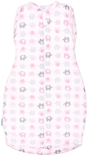TupTam Baby Pucksack Swaddle Bag Wattiert Babyschlafsack unisex, Farbe: Wattiert 2.5 TOG/Elefanten, Größe: 0-3 Monate