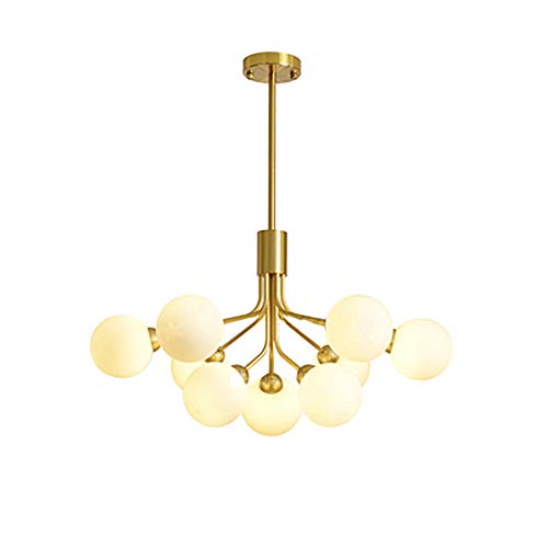Lustre en verre laiton doré et plafonnier chic au design suspendu
