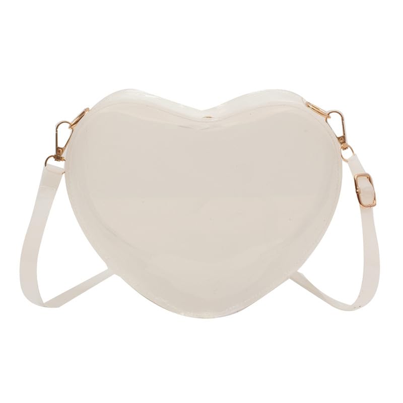Clear Crossbody Purse Bag Transparent Heart-Shaped Shoulder Clutch Bag for Women Girls2