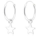 ENTREPLATA Pendientes Aro de Plata 925 para Mujer y Niña con Colgante Estrellita Moderno Antialérgico Sterling Silver Criollas Charm Estrella