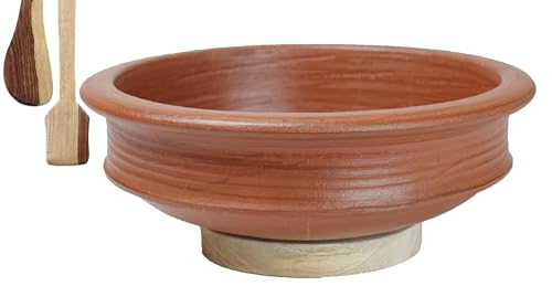 Craftsman India Online Clay Handi/Pot For Cooking And Serving 1 Liter, Red - Uncoated