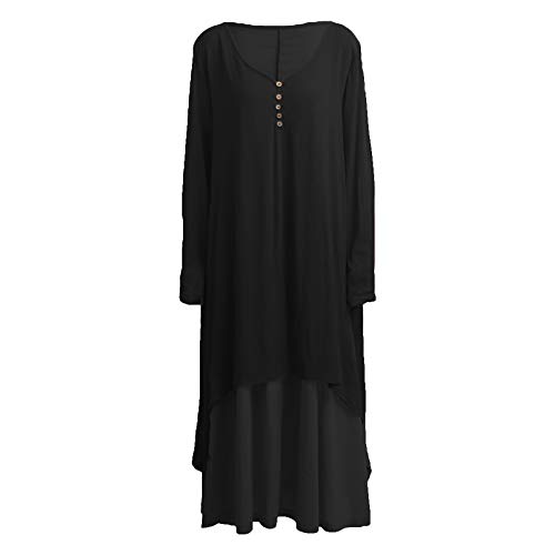 WSLCN Vestido feminino de verão casual irregular maxi vestidos vintage de linho de algodão rodado pl