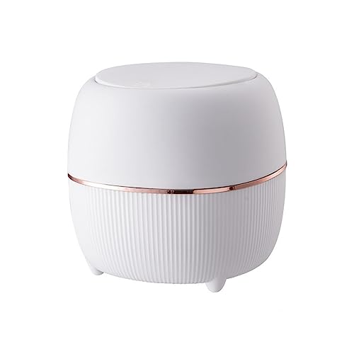 Cubo de basura de escritorio para eliminar desorden con tapa protectora en mesa auxiliar