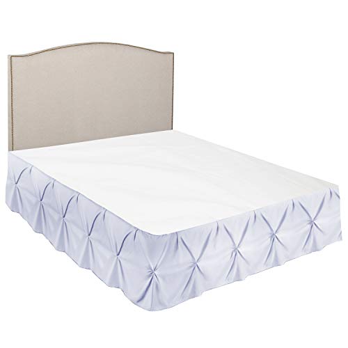 Image of Nestl Ice Blue Bed Skirt Cal King Size, Pinch Pleat Cal King Bed Skirt, 14 inch Inch Drop Cal King Bedskirt, Hotel Quality Ice Blue Bed Skirts, Premium Microfiber Cal King Size Bed Skirts