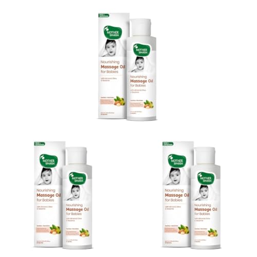 Image of Mother Sparsh Nourishing Baby Massage Oil -200ml | Non Sticky & Moisturizing Baby Oil for New Born | Prevents Dryness, Strengthens Muscles & Bones (Pack of 3)