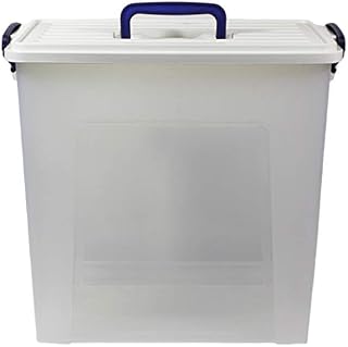 Clear Plastic Storage Box with Lid & Carry Handle Clip Locking Tall Stackable Caddy Container (1, 6.5 Litre)