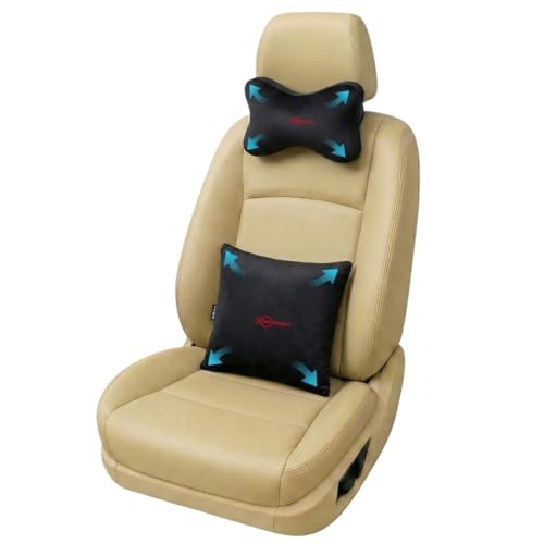 Image of Neodrift 'Neo-Kit Combo' - (Colour - Black+Red)(2 Neck Cushions, 2 Square Pillows) | Neck & Back Rest Support Cushion Memory Foam Pillow for Neck, Head, Shoulder & Back Pain-Relief for Car Seat