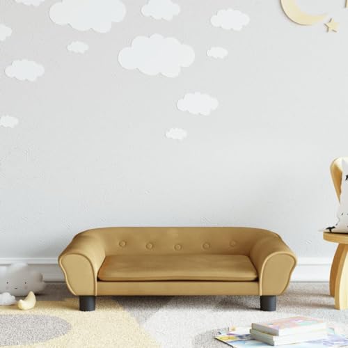 Gecheer Sofá para niños de Terciopelo marrón 70x45x26 cm,Sofá Chaise Longue Moderno Minimalista Silla Sillón de Asiento Grueso para Dormitorio/Sala de Estar/Apartamento,Type 1