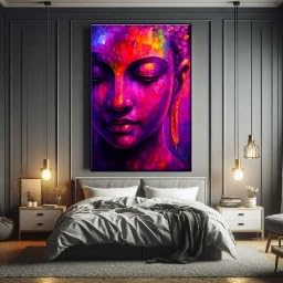 Tableau sur toile Bouddha pour réchauffer un mur blanc vide