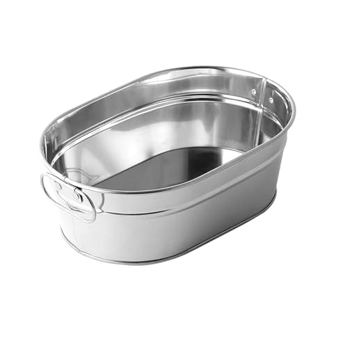 GPAHRRDNIJ Gallon Galvanized Metal Ice Buckets Beverage Tubs for Parties Large Drink Tin Bins Beer Wine Champagne Cocktail Cooler Christmas Halloween Bar Plastic Oval Storage Tub, Bucket Wine (A)
