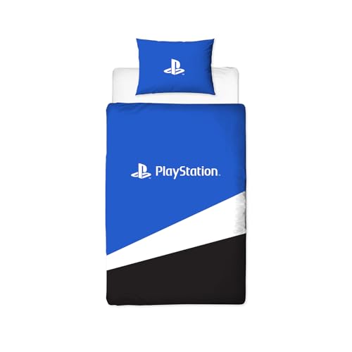 Character World Playstation - Juego de Funda de edredón Oficial Individual, diseño de Banner, Funda de Cama Reversible de 2 Caras, Producto Oficial Incluyendo Funda de Almohada a Juego, edredón de