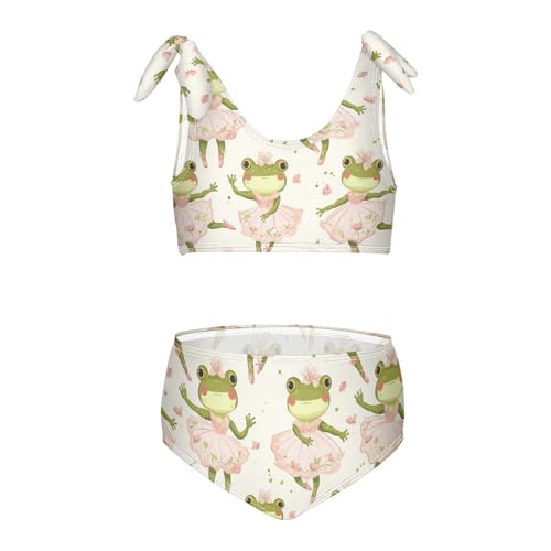 Wusikd Frog Ballerina Girls Swimsuits Two Piece Cute Swimwear Bikini Set for for Girls Size 3T