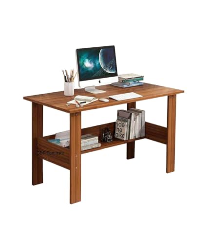 Image of SBF Furniture Engineered Wood Computer Desk with One Tier Shelves Laptop Study Table for Office Home Workstation Writing Modern Desk (ST-004 /90 x 50 x 77 cm) (Yellow)