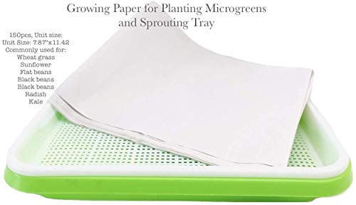 Pack of 150 pcs Germinating Growing Paper Seed Sprouter Vegetable Microgreens Planting Paper 7.8" x 11.4". Fit for Plant Germination Tray (13.4"x 9.8") Trays NOT Included