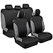 BDK OS-334-CC Charcoal Trim Black Car Seat Covers Full 9pc Set - Sleek & Stylish - Split Option Bench 5 Headrests Front & Rear Bench