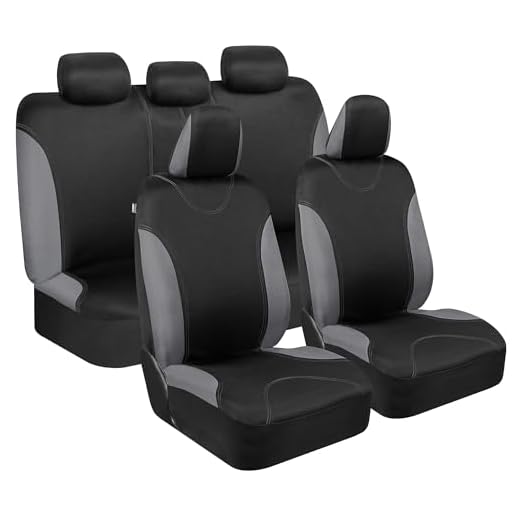 BDK UltraSleek Gray Seat Covers for Cars Full Set, Two-Tone Front Seat Covers with Matching Back Seat Cover, Stylish Car Seat Protectors with Split Bench Design, Automotive Interior Covers