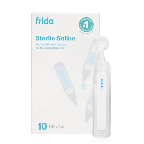 Frida Saline Ampules for Therapy Gentle Drug-Free Isotonic Saline for Airway Hydration and Congestion Relief Safe for All Ages 10 Single-Use Vials