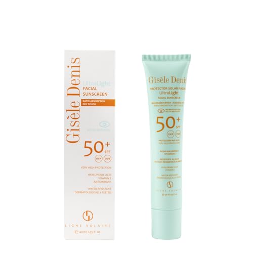 GISÈLE DENIS - Protector Solar Facial Ultralight, 40 ml, Protección FPS50+, Crema Solar, Cuidado de la Piel, Absorción Inmediata y Acabado Mate, Hidrata la Piel, Resistente al Agua, para Uso Diario