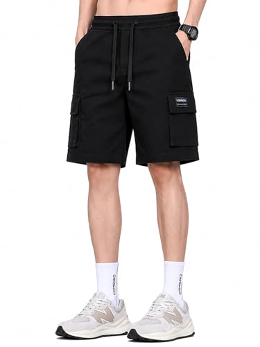 Image of Veirdo Men Twill Woven Cargo Shorts Lightweight Summer & Outdoor Wear Drawstring Waist Multi Pocket Design Adjustable Fit Comfortable, (S to 2XL)