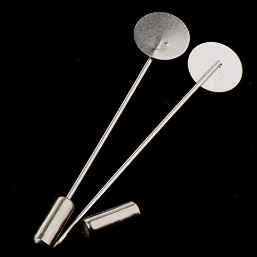 Luckycivia 40 Pcs Silver Gold Tone Round Tray Lapel Pin Stick, Blank Brooch Pin for Men Women Suit Tie Hat Scarf Badge, Stainless Steel Safety Pins Brooches, DIY Costume Jewelry Accessories